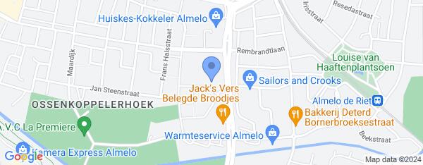 Map van Adriaen Brouwerstraat 10 Almelo in Nederland
