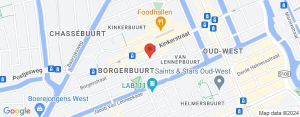 Map van Borgerstraat 52 c Amsterdam in Nederland